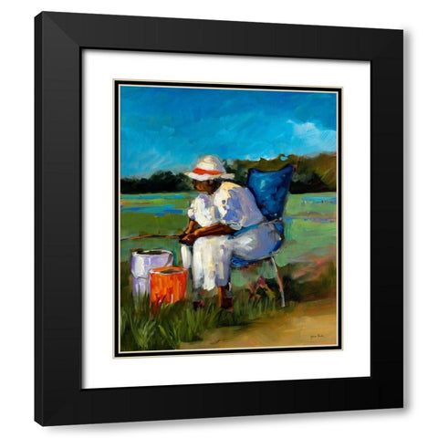 Fishing Again Black Modern Wood Framed Art Print with Double Matting by Slivka, Jane