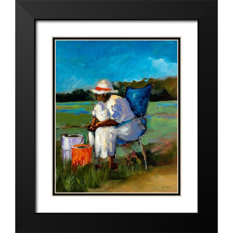 Fishing Again Black Modern Wood Framed Art Print with Double Matting by Slivka, Jane