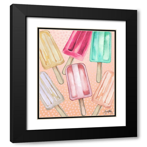 Cool Popsicles Black Modern Wood Framed Art Print with Double Matting by Medley, Elizabeth