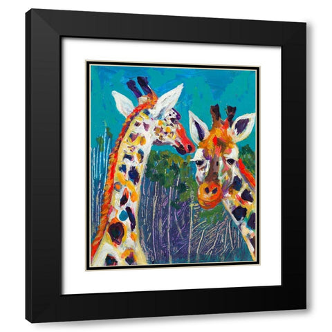 Colorful Giraffes Black Modern Wood Framed Art Print with Double Matting by Beauchamp, Andy