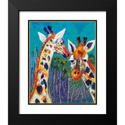 Colorful Giraffes Black Modern Wood Framed Art Print with Double Matting by Beauchamp, Andy