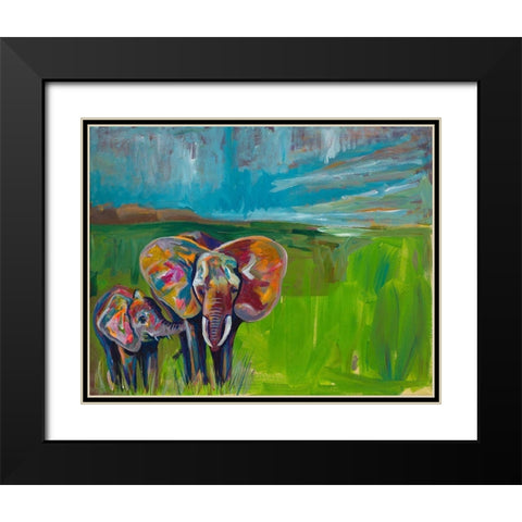 An Elephants Love Black Modern Wood Framed Art Print with Double Matting by Beauchamp, Andy