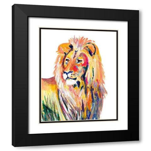 Colorful Lion on White Black Modern Wood Framed Art Print with Double Matting by Beauchamp, Andy