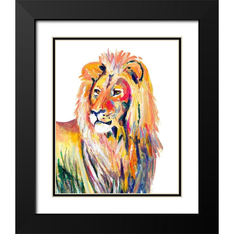 Colorful Lion on White Black Modern Wood Framed Art Print with Double Matting by Beauchamp, Andy