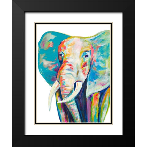 Colorful Elephant Black Modern Wood Framed Art Print with Double Matting by Beauchamp, Andy