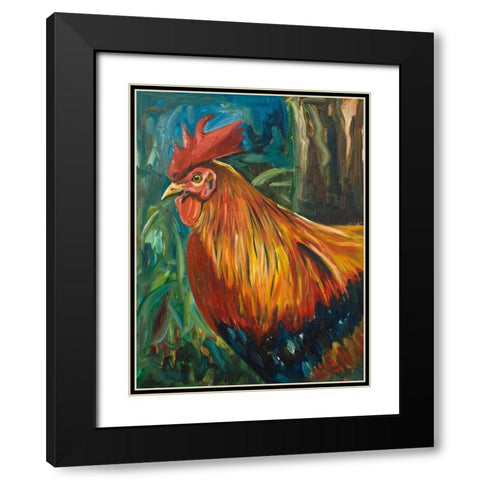 Rooster Black Modern Wood Framed Art Print with Double Matting by Beauchamp, Andy