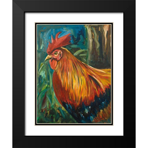 Rooster Black Modern Wood Framed Art Print with Double Matting by Beauchamp, Andy