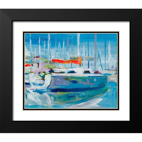 Marina Sailboats Black Modern Wood Framed Art Print with Double Matting by Beauchamp, Andy