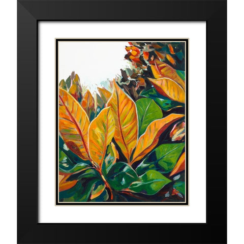 Tropical Leaves Black Modern Wood Framed Art Print with Double Matting by Beauchamp, Andy
