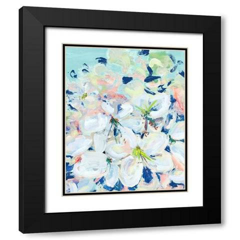 White Orchids on Blue Black Modern Wood Framed Art Print with Double Matting by Beauchamp, Andy