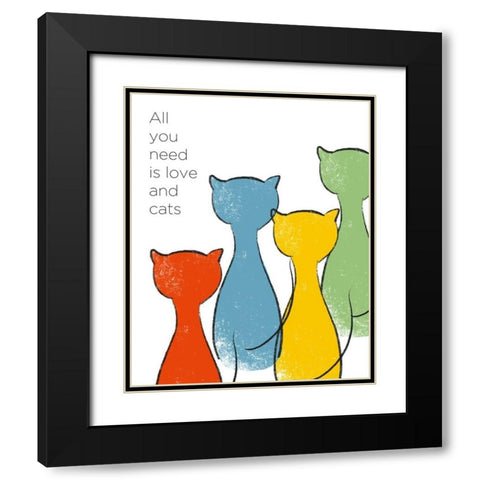 Love and Cats Black Modern Wood Framed Art Print with Double Matting by Quach, Anna