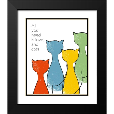 Love and Cats Black Modern Wood Framed Art Print with Double Matting by Quach, Anna