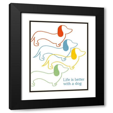 Life is Better With A Dog Black Modern Wood Framed Art Print with Double Matting by Quach, Anna