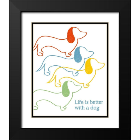 Life is Better With A Dog Black Modern Wood Framed Art Print with Double Matting by Quach, Anna