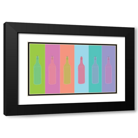 Colorful Mod Wine Bottles Black Modern Wood Framed Art Print with Double Matting by Bucheli, Jen