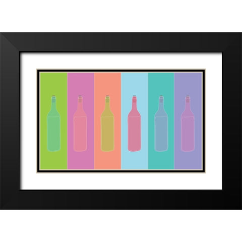 Colorful Mod Wine Bottles Black Modern Wood Framed Art Print with Double Matting by Bucheli, Jen