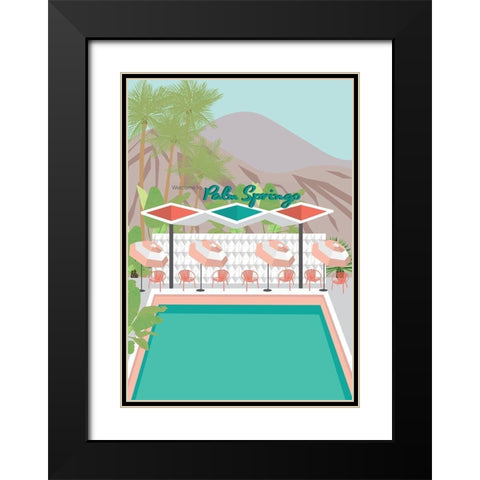 Welcome to Palm Springs Black Modern Wood Framed Art Print with Double Matting by Bucheli, Jen