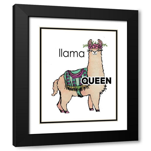 Queen Llama Black Modern Wood Framed Art Print with Double Matting by Medley, Elizabeth