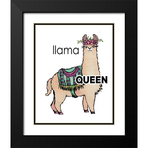 Queen Llama Black Modern Wood Framed Art Print with Double Matting by Medley, Elizabeth