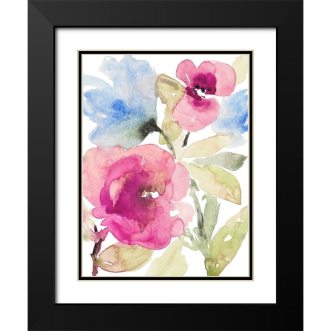 Peaceful Florals I Black Modern Wood Framed Art Print with Double Matting by Loreth, Lanie