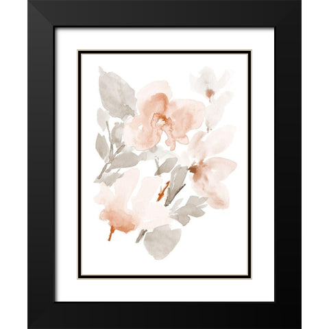 Peach Tranquil Florals II Black Modern Wood Framed Art Print with Double Matting by Loreth, Lanie