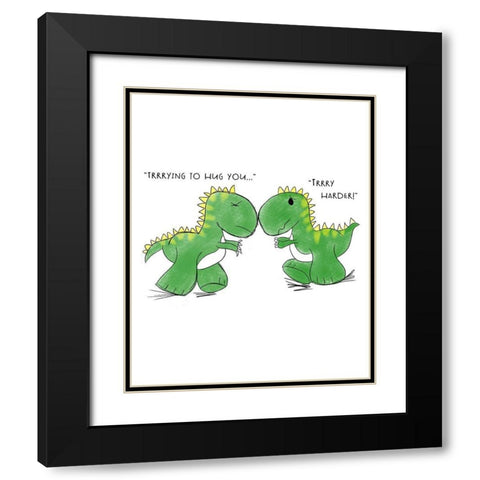 Trying to Hug You Black Modern Wood Framed Art Print with Double Matting by Quach, Anna