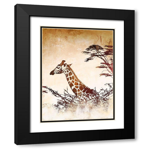 Safari Giraffe I Black Modern Wood Framed Art Print with Double Matting by Meneely, Dan