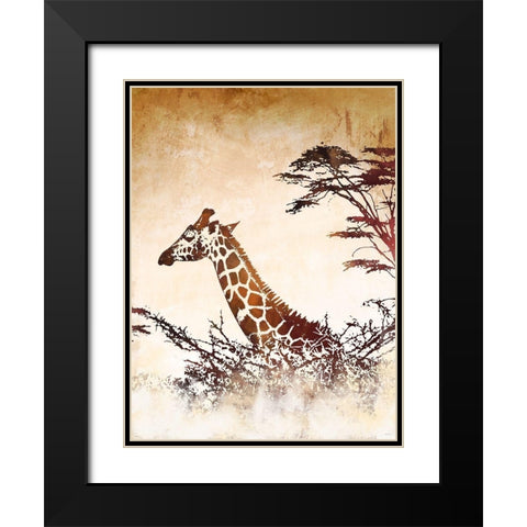 Safari Giraffe I Black Modern Wood Framed Art Print with Double Matting by Meneely, Dan