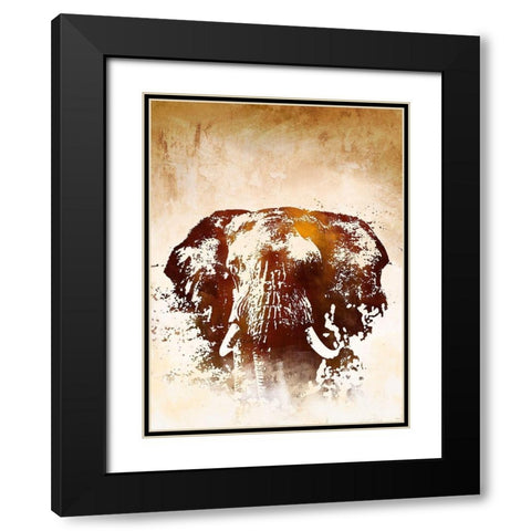Safari Elephant Black Modern Wood Framed Art Print with Double Matting by Meneely, Dan