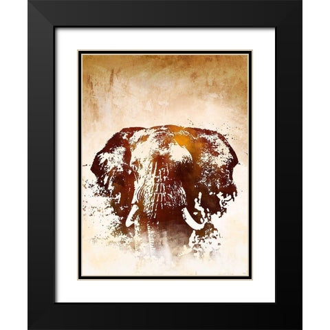 Safari Elephant Black Modern Wood Framed Art Print with Double Matting by Meneely, Dan