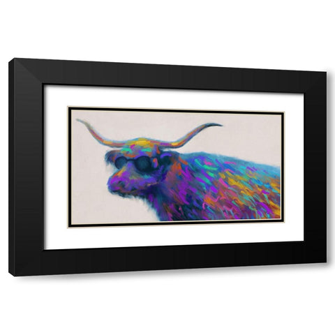 Multicolor Bull Black Modern Wood Framed Art Print with Double Matting by Meneely, Dan