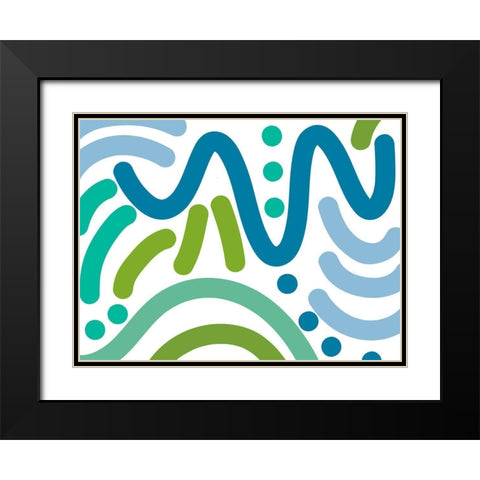 Fun Multi-Directional Lines Black Modern Wood Framed Art Print with Double Matting by Mosher, Deidre