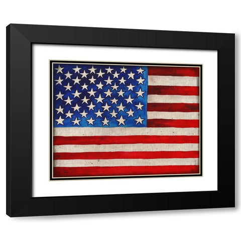 American Flag Black Modern Wood Framed Art Print with Double Matting by Medley, Elizabeth