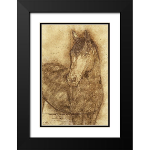 Sketched Horse Black Modern Wood Framed Art Print with Double Matting by Medley, Elizabeth