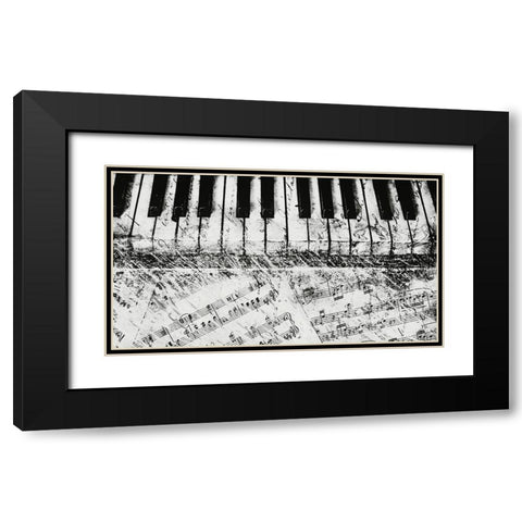 Black and White Piano Keys Black Modern Wood Framed Art Print with Double Matting by Meneely, Dan