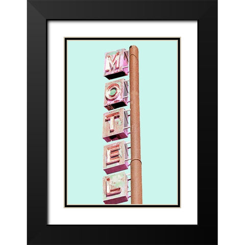 Motel Sign Black Modern Wood Framed Art Print with Double Matting by SD Graphics Studio
