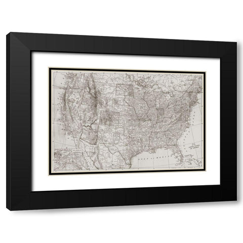 Natural US Map Black Modern Wood Framed Art Print with Double Matting by Meneely, Dan