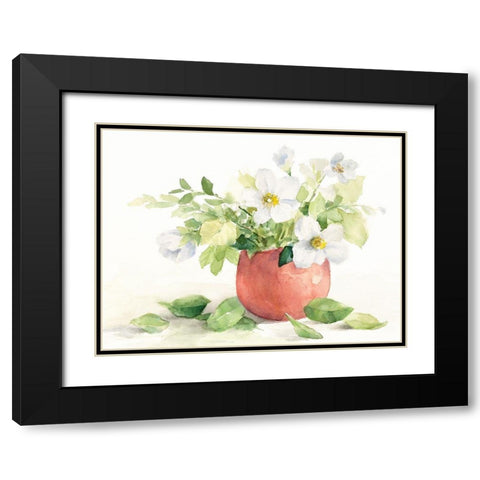 White Anemones in Copper Vase Black Modern Wood Framed Art Print with Double Matting by Loreth, Lanie