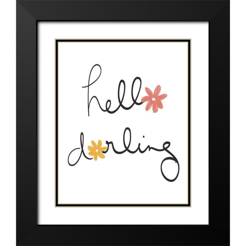 Hello Darling Black Modern Wood Framed Art Print with Double Matting by Navas, Emily