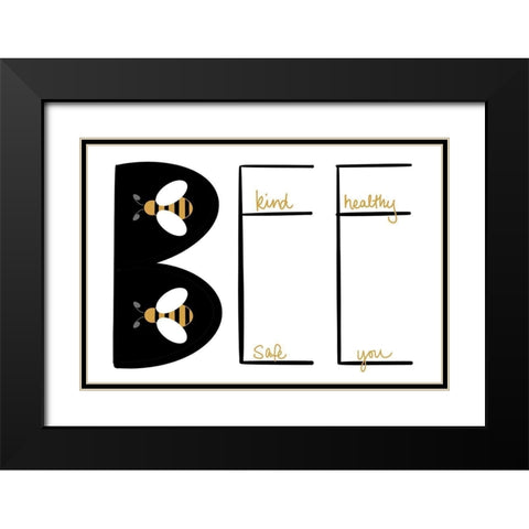 Bee Kind Black Modern Wood Framed Art Print with Double Matting by Navas, Emily