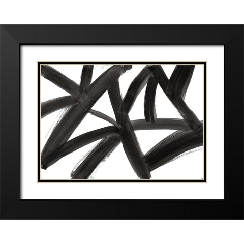 Black Roads Abstract Black Modern Wood Framed Art Print with Double Matting by Navas, Emily