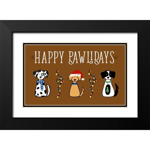 Christmas Dog Wishes Black Modern Wood Framed Art Print with Double Matting by Torres, Melanie