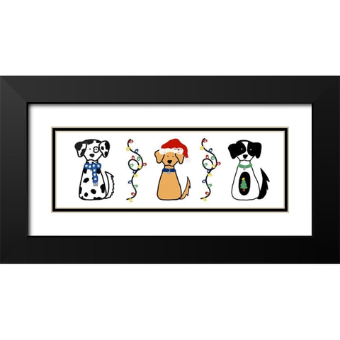 Christmas Dogs I Black Modern Wood Framed Art Print with Double Matting by Torres, Melanie