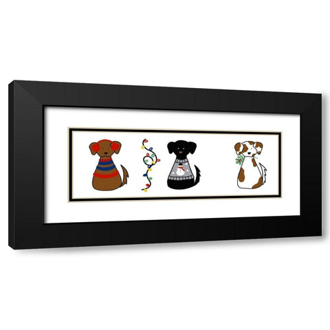 Christmas Dogs II Black Modern Wood Framed Art Print with Double Matting by Torres, Melanie