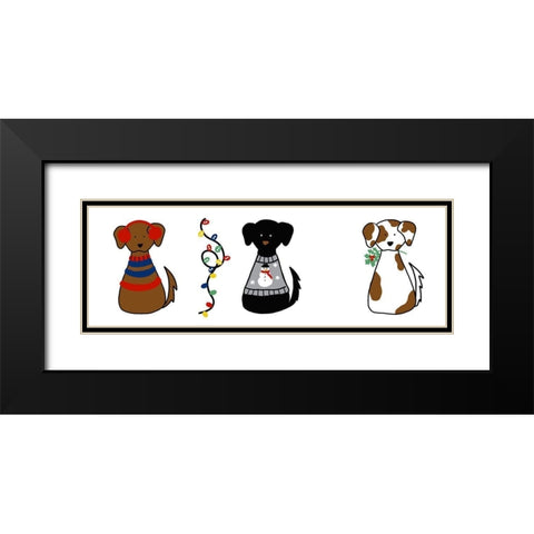 Christmas Dogs II Black Modern Wood Framed Art Print with Double Matting by Torres, Melanie