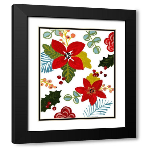 Modern Poinsettias Black Modern Wood Framed Art Print with Double Matting by Loreth, Lanie