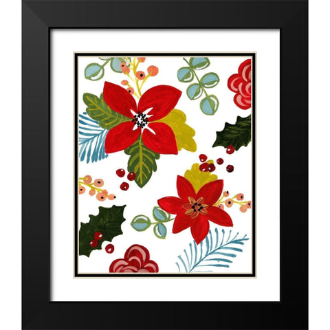 Modern Poinsettias Black Modern Wood Framed Art Print with Double Matting by Loreth, Lanie