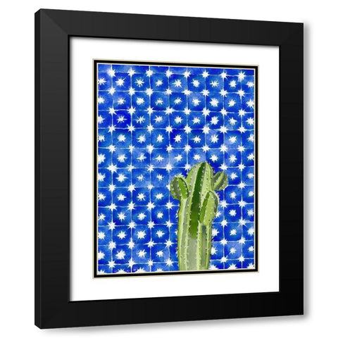 Blue Tile Agave Black Modern Wood Framed Art Print with Double Matting by Bucheli, Jen