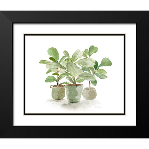 Fiddle Fig Trio Black Modern Wood Framed Art Print with Double Matting by Loreth, Lanie