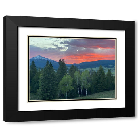 Sunset View From The Cabin Black Modern Wood Framed Art Print with Double Matting by Coppel, Anna